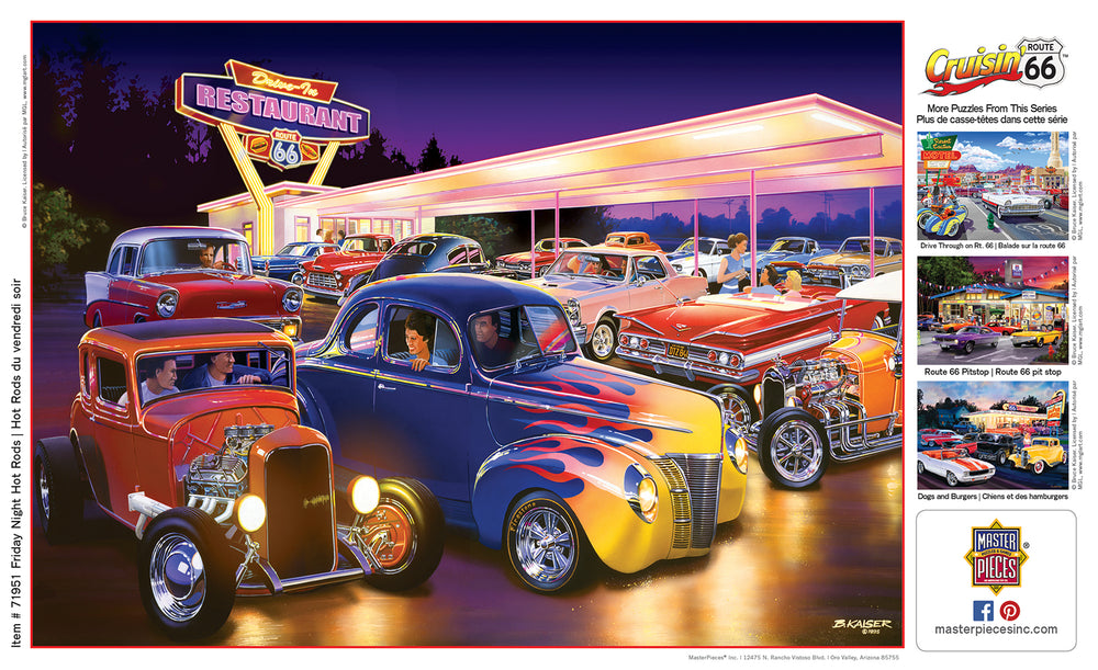 Puzzle Masterpieces: 1000 Piece Cruisin‘ Rt66 - Friday Night Hot Rod's