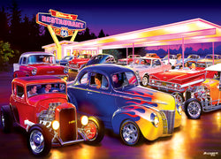 Puzzle Masterpieces: 1000 Piece Cruisin‘ Rt66 - Friday Night Hot Rod's