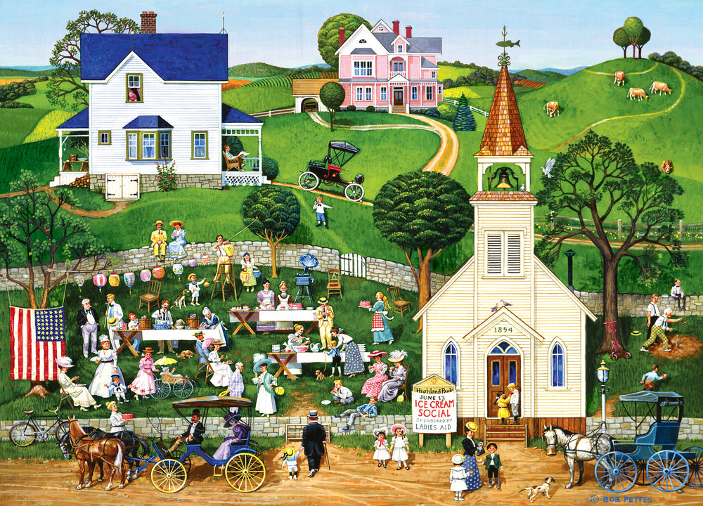 Puzzle Masterpieces: 1000 Piece Hometown Gallery - Strawberry Sunday