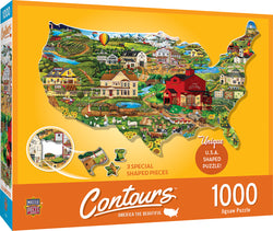 Puzzle Masterpieces: 1000 Piece Shaped Contours - America the Beautiful