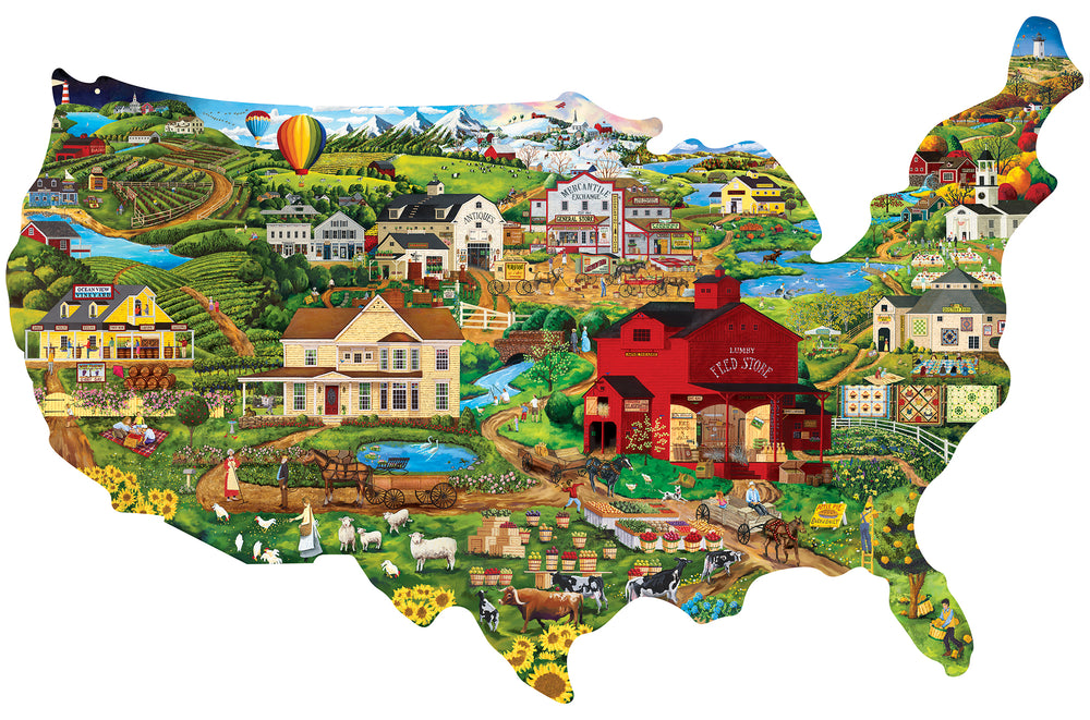 Puzzle Masterpieces: 1000 Piece Shaped Contours - America the Beautiful