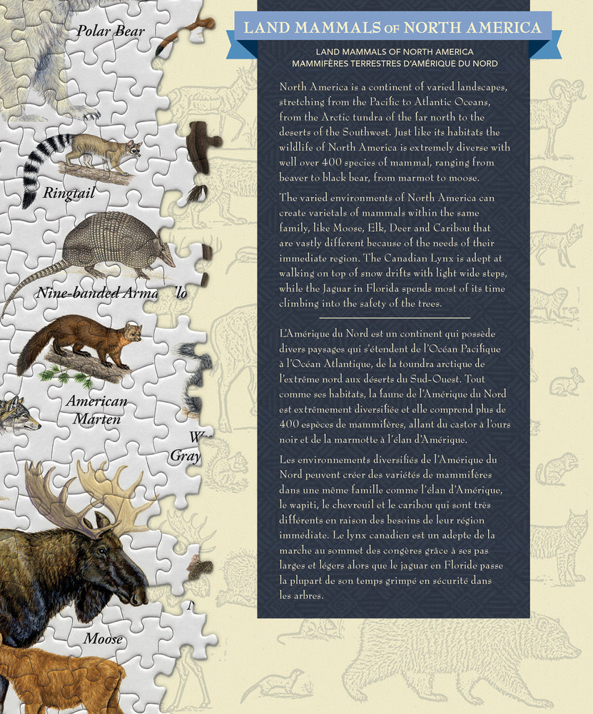 Puzzle Masterpieces: 1000 Piece Field Guide - Land Mammals of North America