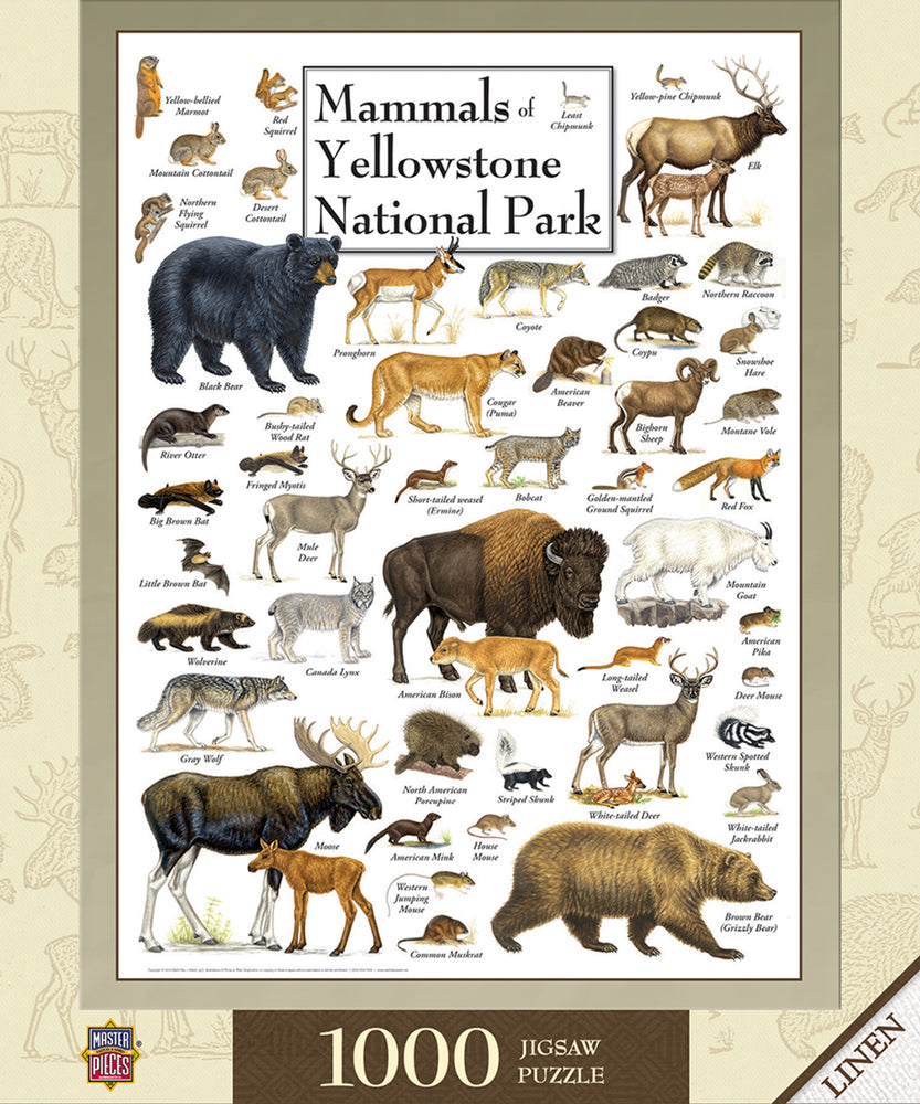 Puzzle Masterpieces: 1000 Piece Field Guide - Mammals of Yellowstone National Park