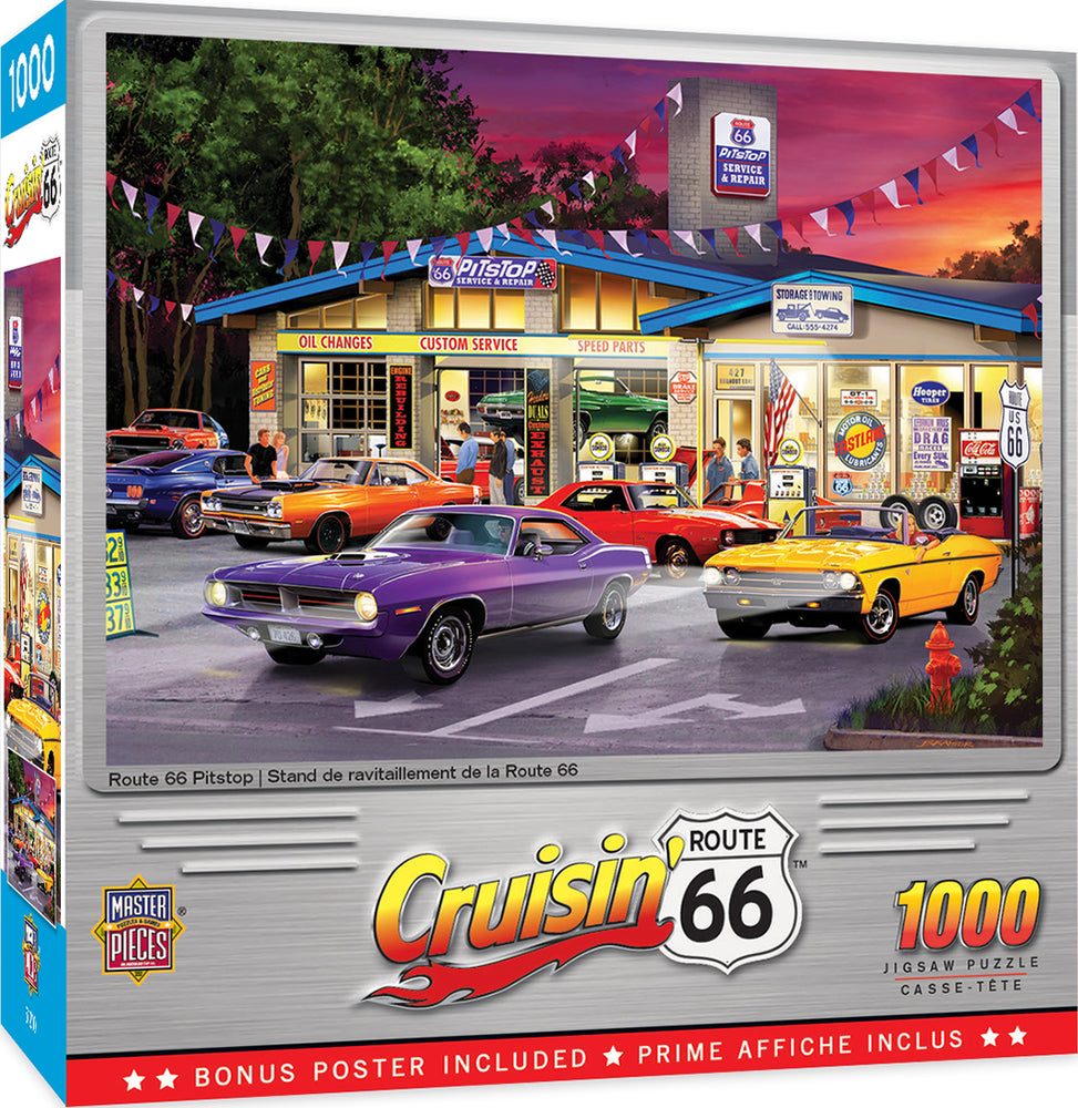 Puzzle Masterpieces: 1000 Piece Cruisin‘ Rt66 - Route 66 Pitstop