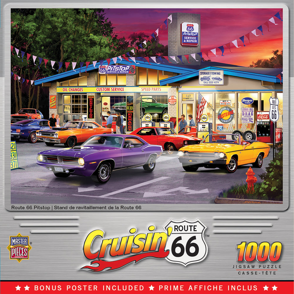 Puzzle Masterpieces: 1000 Piece Cruisin‘ Rt66 - Route 66 Pitstop