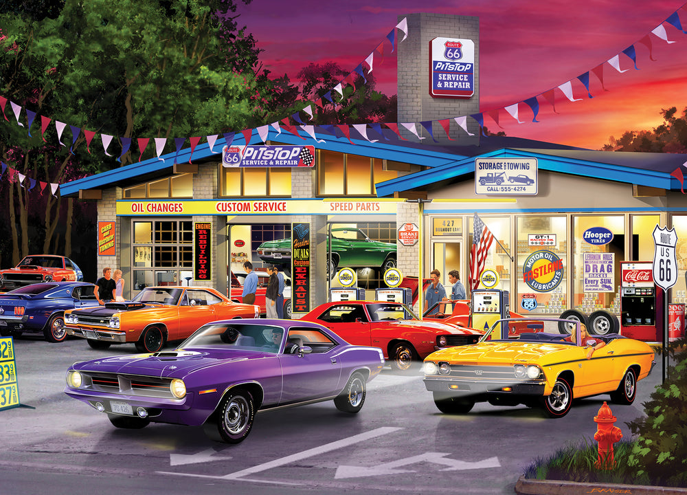 Puzzle Masterpieces: 1000 Piece Cruisin‘ Rt66 - Route 66 Pitstop