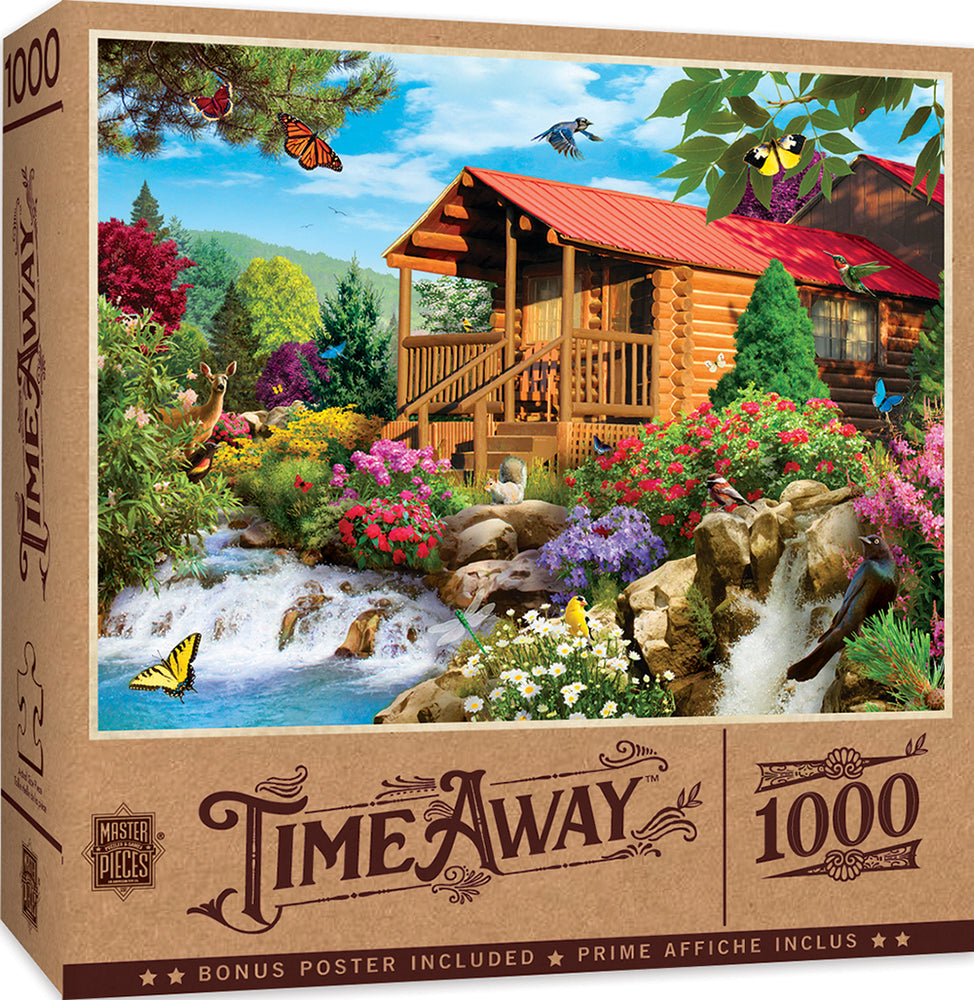 Puzzle Masterpieces: 1000 Piece Time Away - Cascading Cabin