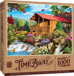 Puzzle Masterpieces: 1000 Piece Time Away - Cascading Cabin