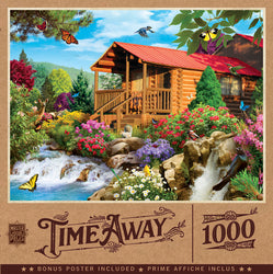 Puzzle Masterpieces: 1000 Piece Time Away - Cascading Cabin