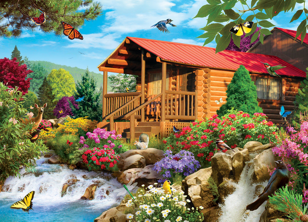 Puzzle Masterpieces: 1000 Piece Time Away - Cascading Cabin