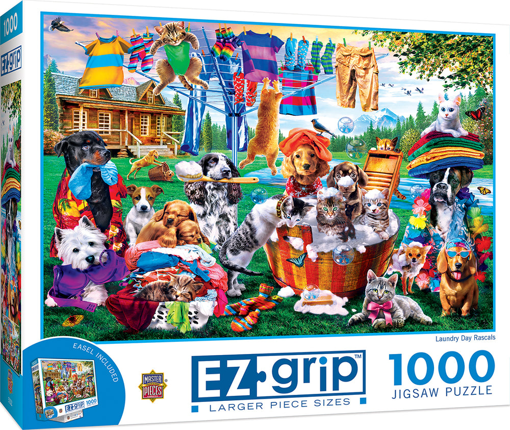 Puzzle Masterpieces: 1000 Piece EzGrip Laundry Day Rascals