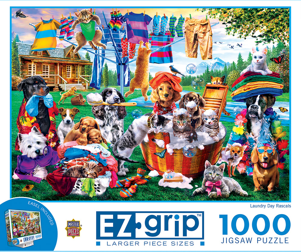 Puzzle Masterpieces: 1000 Piece EzGrip Laundry Day Rascals