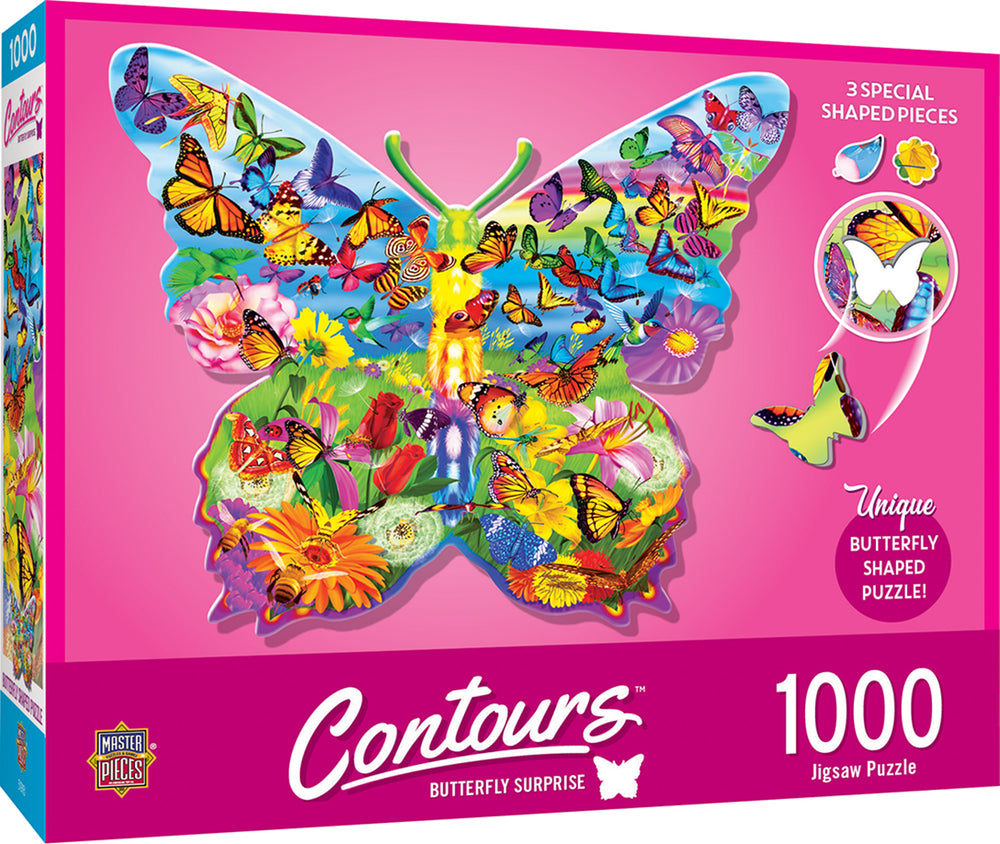 Puzzle Masterpieces: 1000 Piece Shaped Countours - Butterfly Surprise