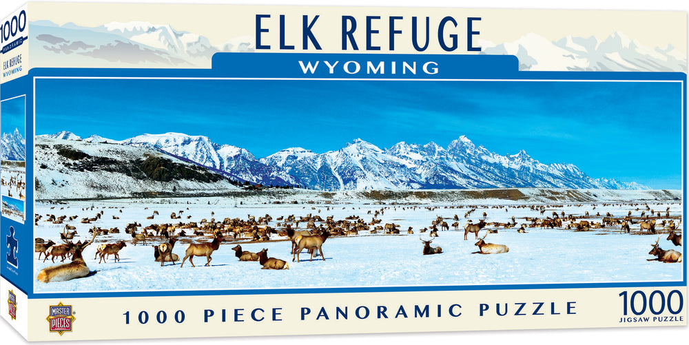 Puzzle Masterpieces: 1000 Piece Panoramic American Vistas - Elk Refuge