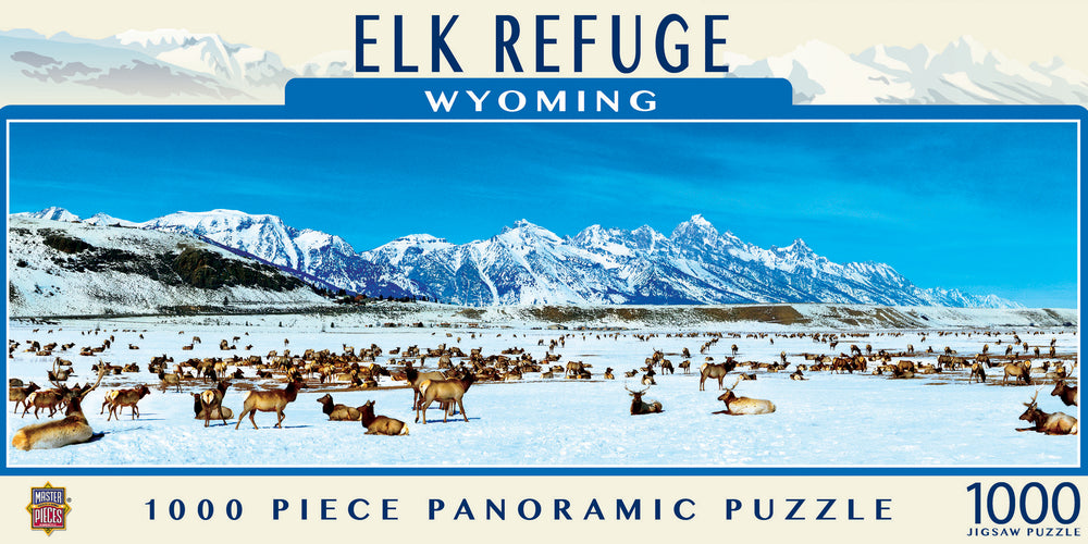 Puzzle Masterpieces: 1000 Piece Panoramic American Vistas - Elk Refuge
