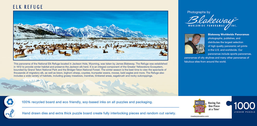 Puzzle Masterpieces: 1000 Piece Panoramic American Vistas - Elk Refuge