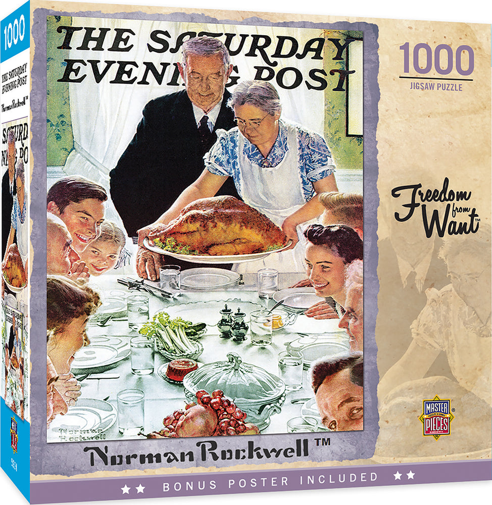 Puzzle Masterpieces: 1000 Piece Saturday Evening Post - Freedom from Want