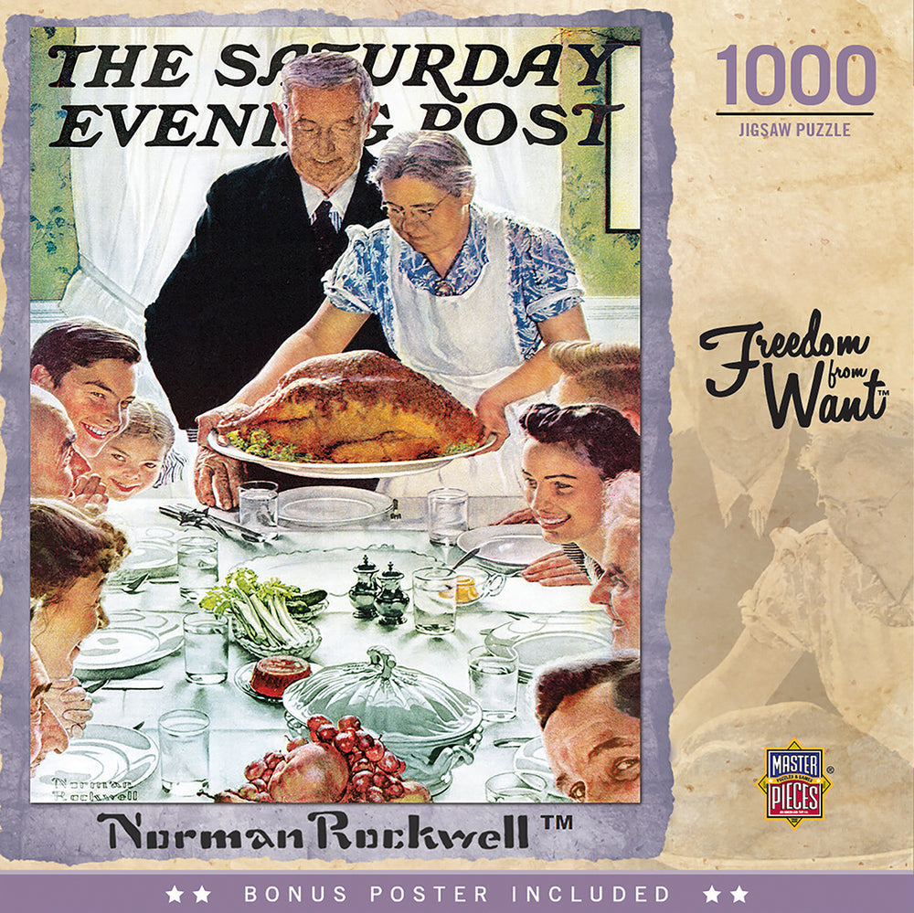 Puzzle Masterpieces: 1000 Piece Saturday Evening Post - Freedom from Want