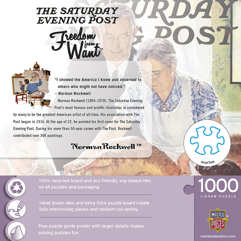 Puzzle Masterpieces: 1000 Piece Saturday Evening Post - Freedom from Want