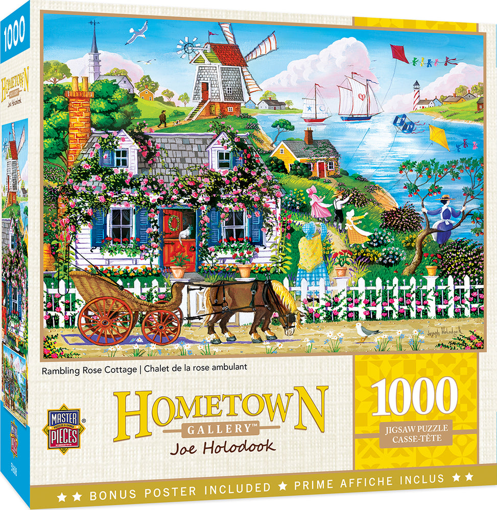 Puzzle Masterpieces: 1000 Piece Hometown Gallery - Rambling Rose Cottage