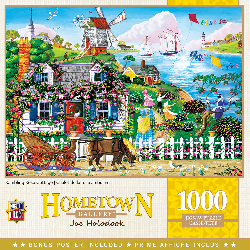 Puzzle Masterpieces: 1000 Piece Hometown Gallery - Rambling Rose Cottage