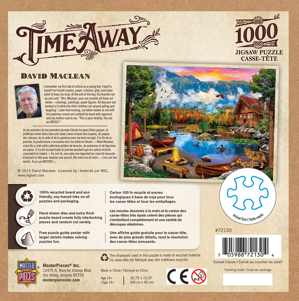 Puzzle Masterpieces: 1000 Piece Time Away - Sunset Canoe
