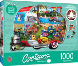 Puzzle Masterpieces: 1000 Piece Shaped Countours - Happy Campers