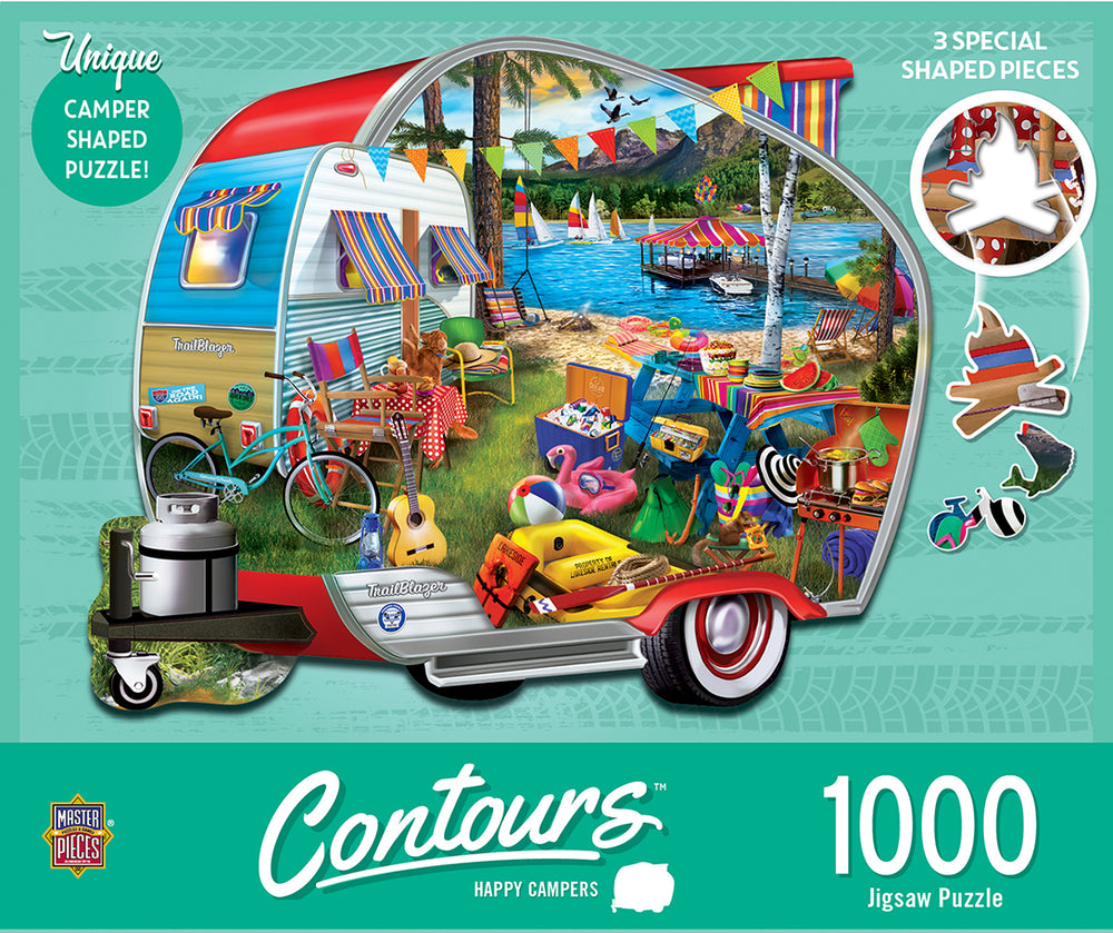 Puzzle Masterpieces: 1000 Piece Shaped Countours - Happy Campers