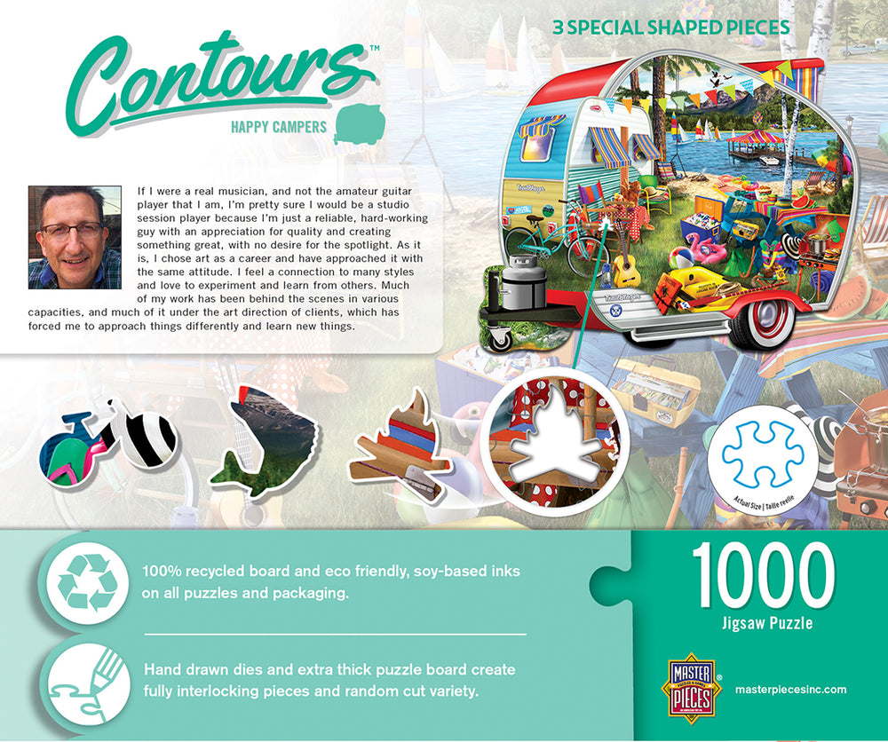 Puzzle Masterpieces: 1000 Piece Shaped Countours - Happy Campers