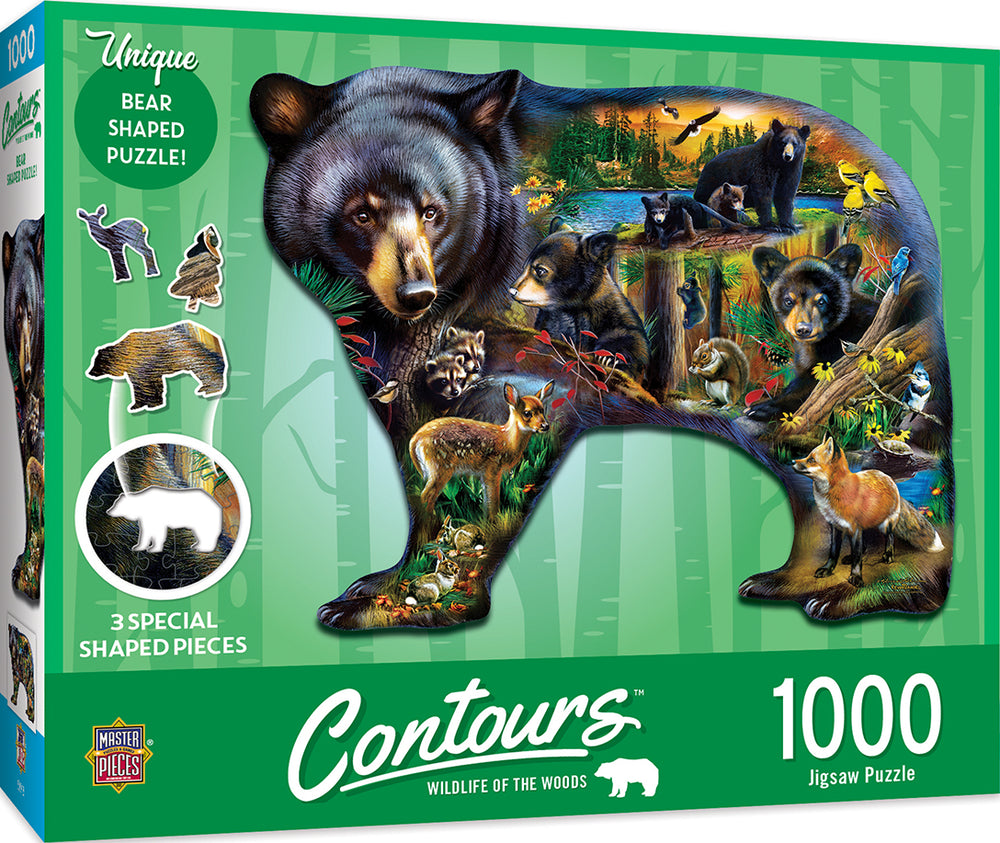 Puzzle Masterpieces: 1000 Piece Shaped Countours - Wildlife of the Woods