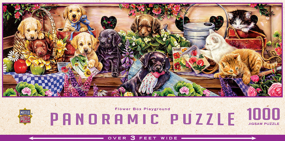 Puzzle Masterpieces: 1000 Piece Panoramic Flower Box Playground