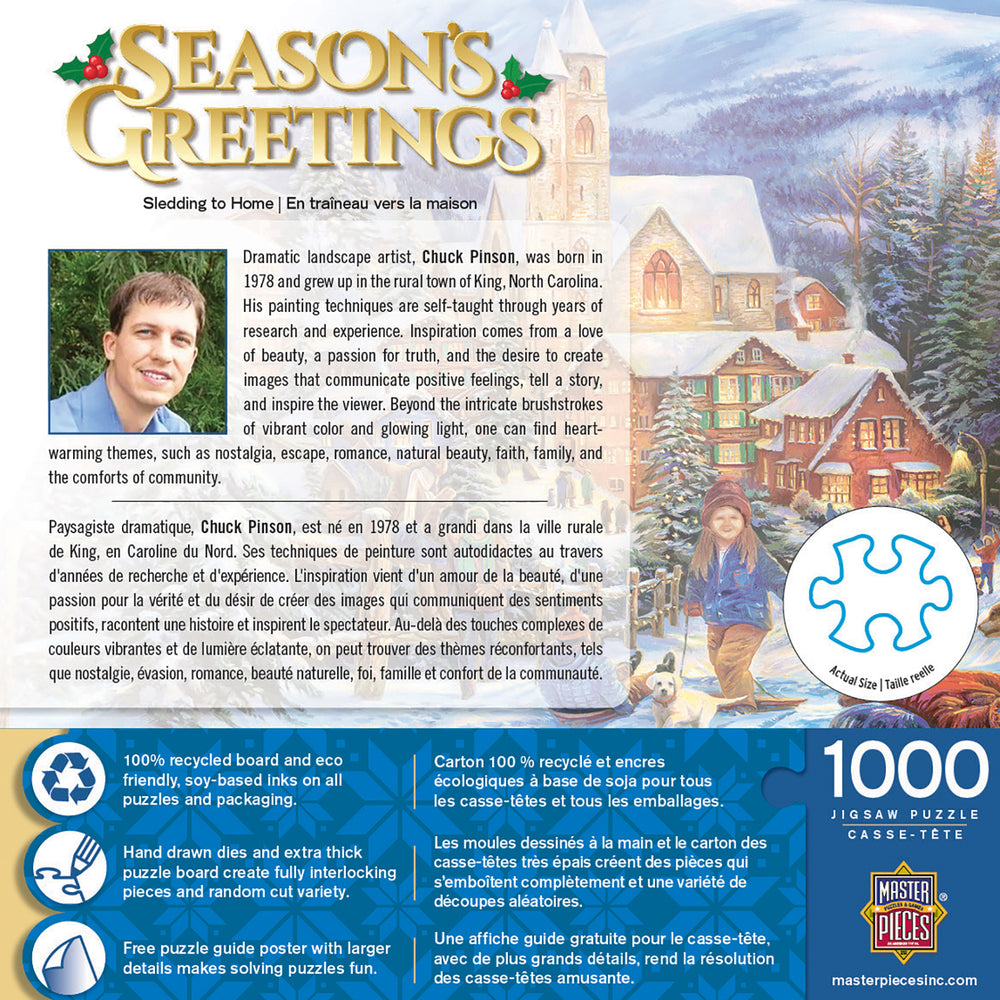 Puzzle Masterpieces: 1000 Piece Holiday - Sledding to Home