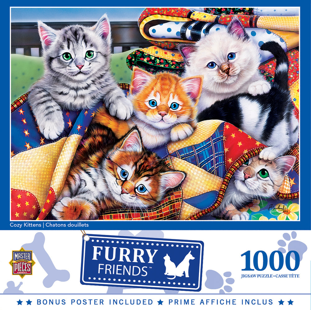 Puzzle Masterpieces: 1000 Piece Furry Friends - Cozy Kittens