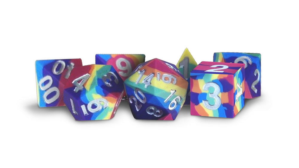Dice Metallic Dice Co: Poly 7 Set Sharp Edge Silicone Rubber