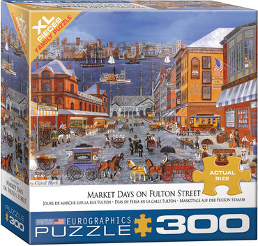 Puzzle Eurographics:  300 large piece Market Days on Fulton Street by Carol Dyer