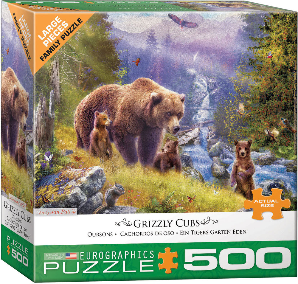 Puzzle Eurographics:  500 large piece Grizzly Cubs