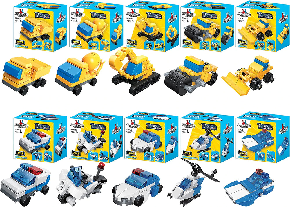 Building Blocks Vehicle: 10-in-1 Police & Construction