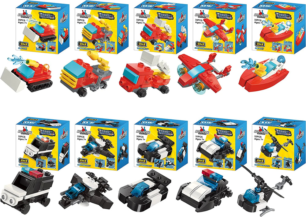 Building Blocks Vehicle: 10-in-1 SWAT & Fire Department