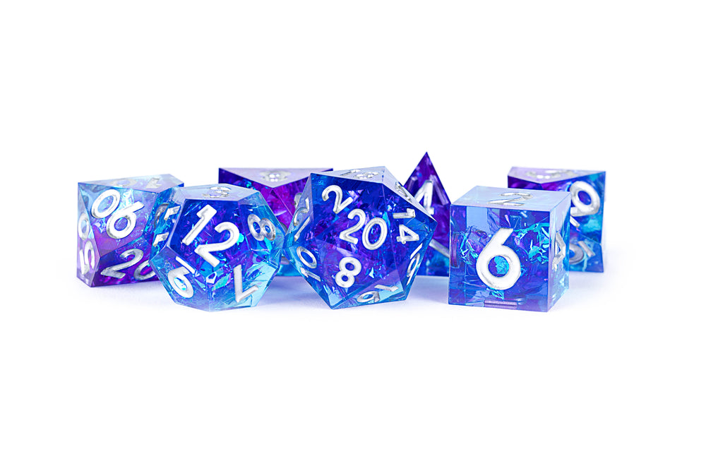 Dice Metallic Dice Co: Poly 7 Set Sharp Edge Resin