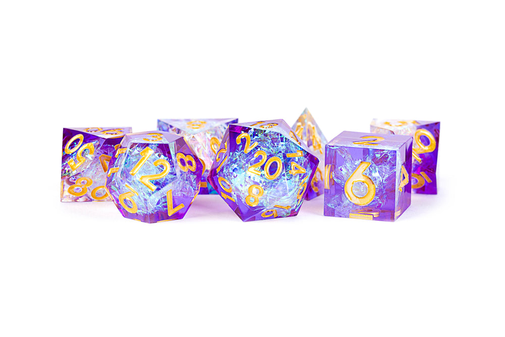 Dice Metallic Dice Co: Poly 7 Set Sharp Edge Resin