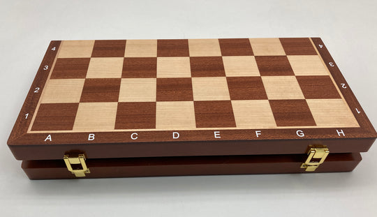 Chess Set Folding 15in Wood w/Alpha Numeric Board