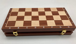 Chess Set Folding 15in Wood w/Alpha Numeric Board