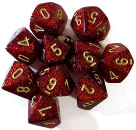 Dice Chessex: D10 Glitter Set of 10