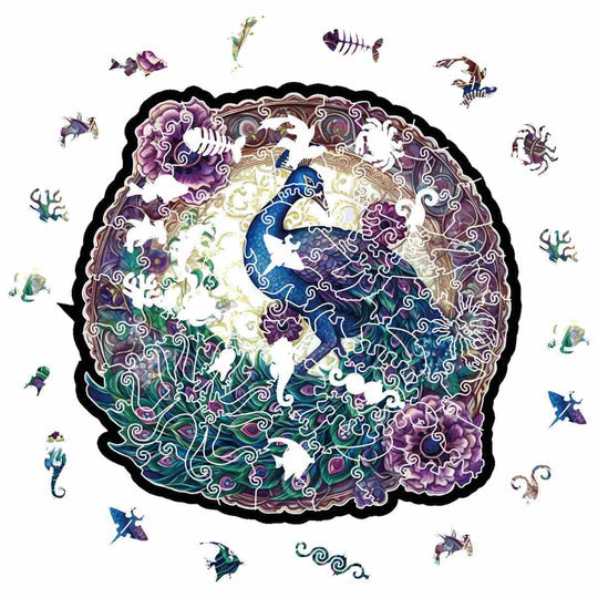Puzzle Craft-Hub: Enchanted Feather Peacock