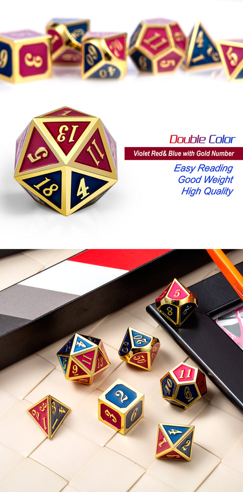 Dice DAD: Poly 7 Set Metal Double Color