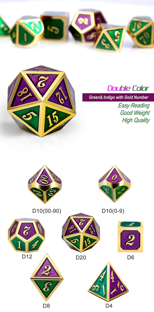 Dice DAD: Poly 7 Set Metal Double Color