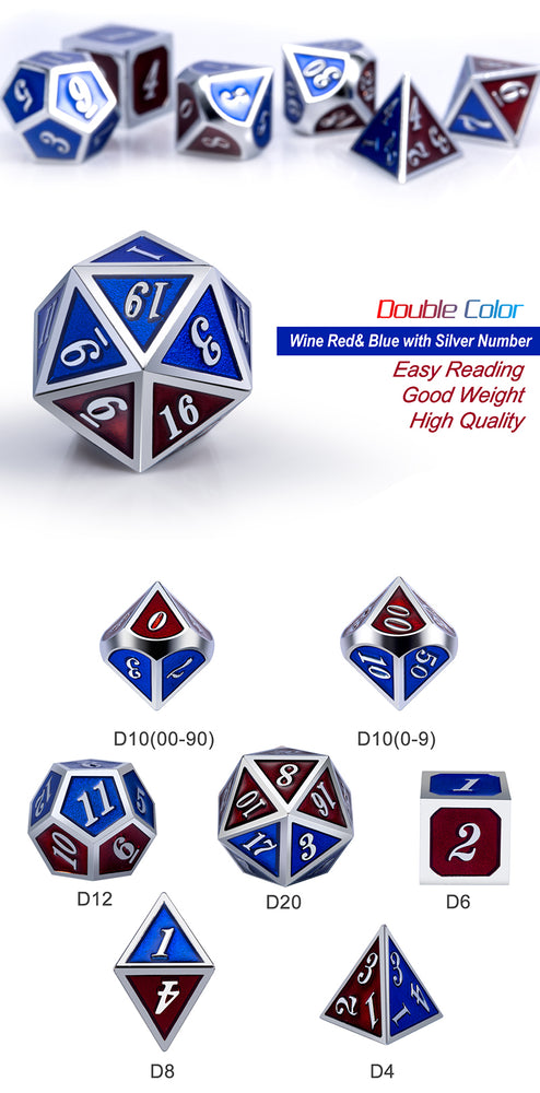 Dice DAD: Poly 7 Set Metal Double Color