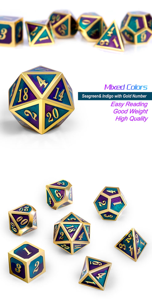 Dice DAD: Poly 7 Set Metal Mixed Color