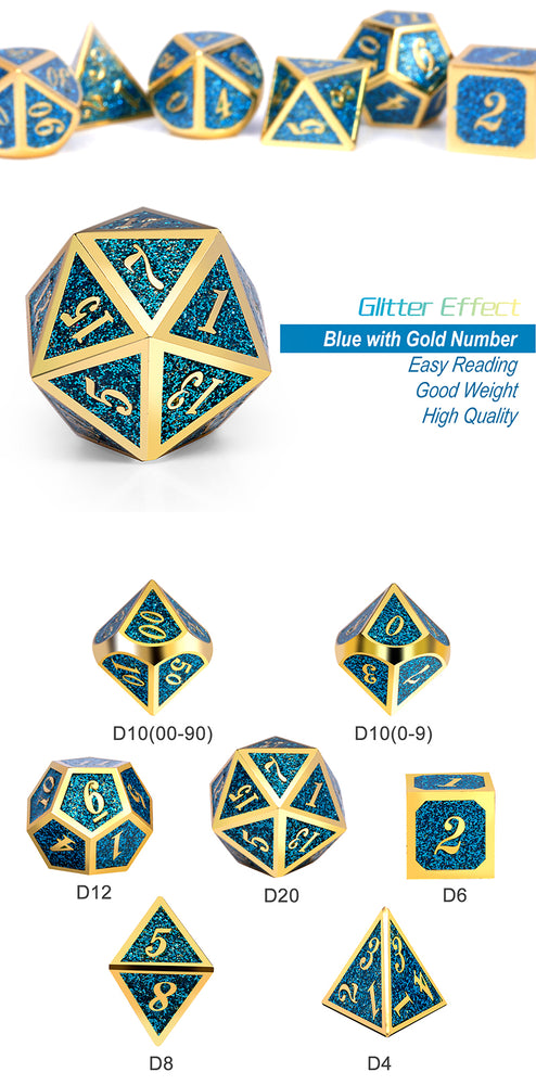 Dice DAD: Poly 7 Set Metal Glitter