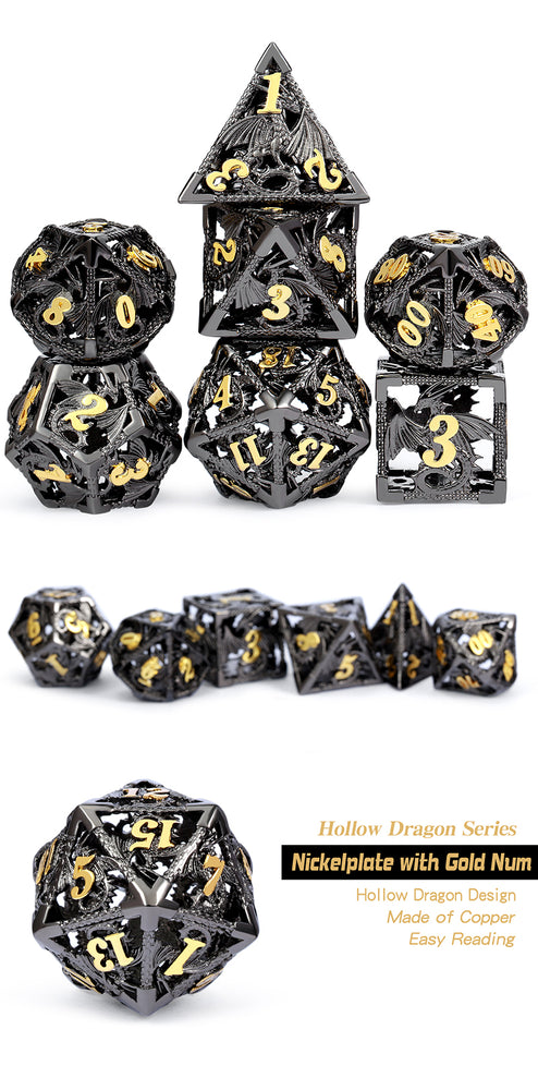 Dice DAD: Poly 7 Set Metal Hollow Dragon